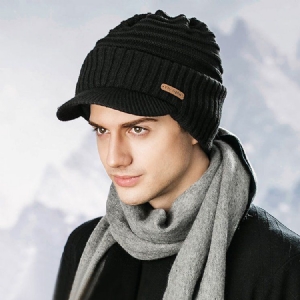 Warm Thicken Pure Color Short Brim Men's Hat