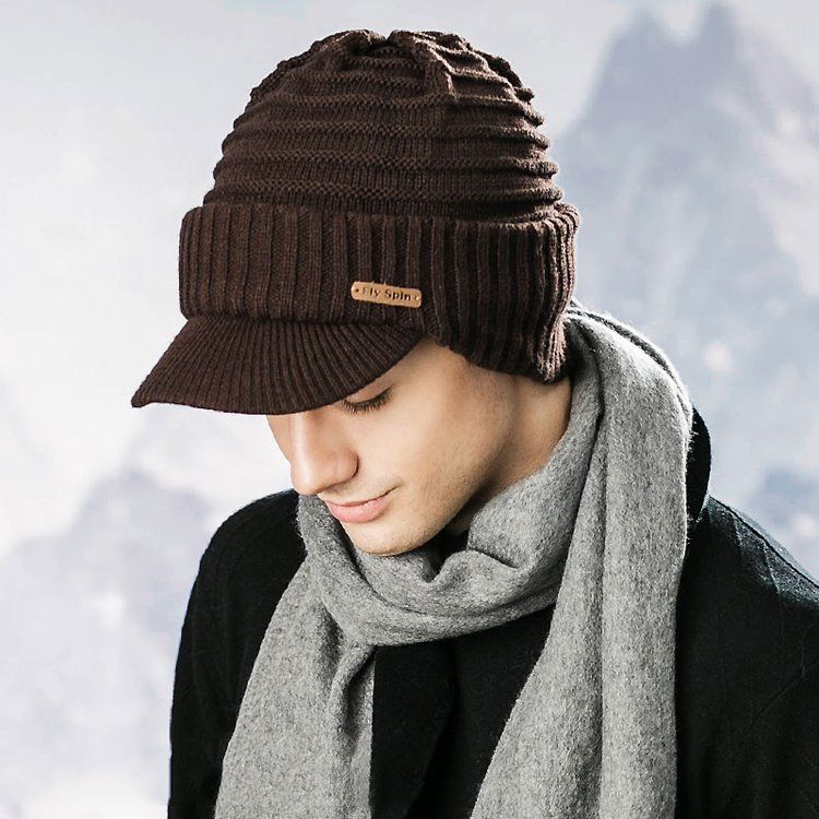 Warm Thicken Pure Color Short Brim Men's Hat