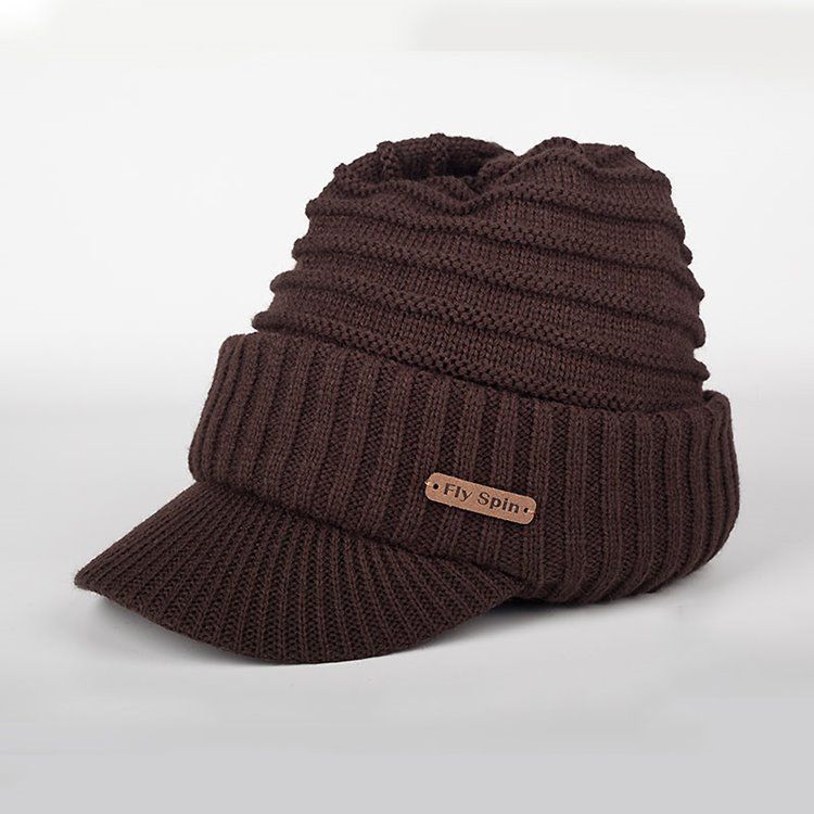 Warm Thicken Pure Color Short Brim Men's Hat