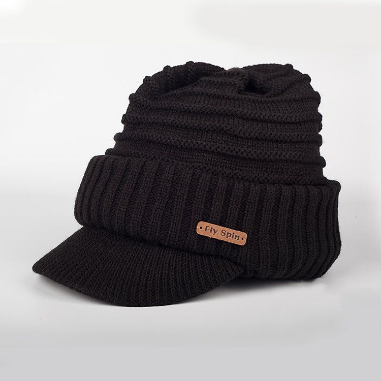 Warm Thicken Pure Color Short Brim Men's Hat