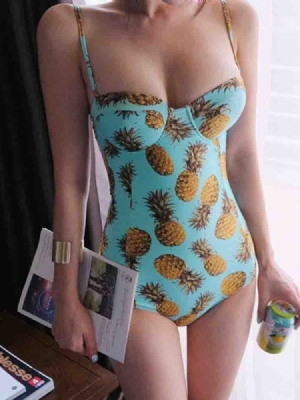 Kvinder Ananas Color Block Print Sexet Badetøj