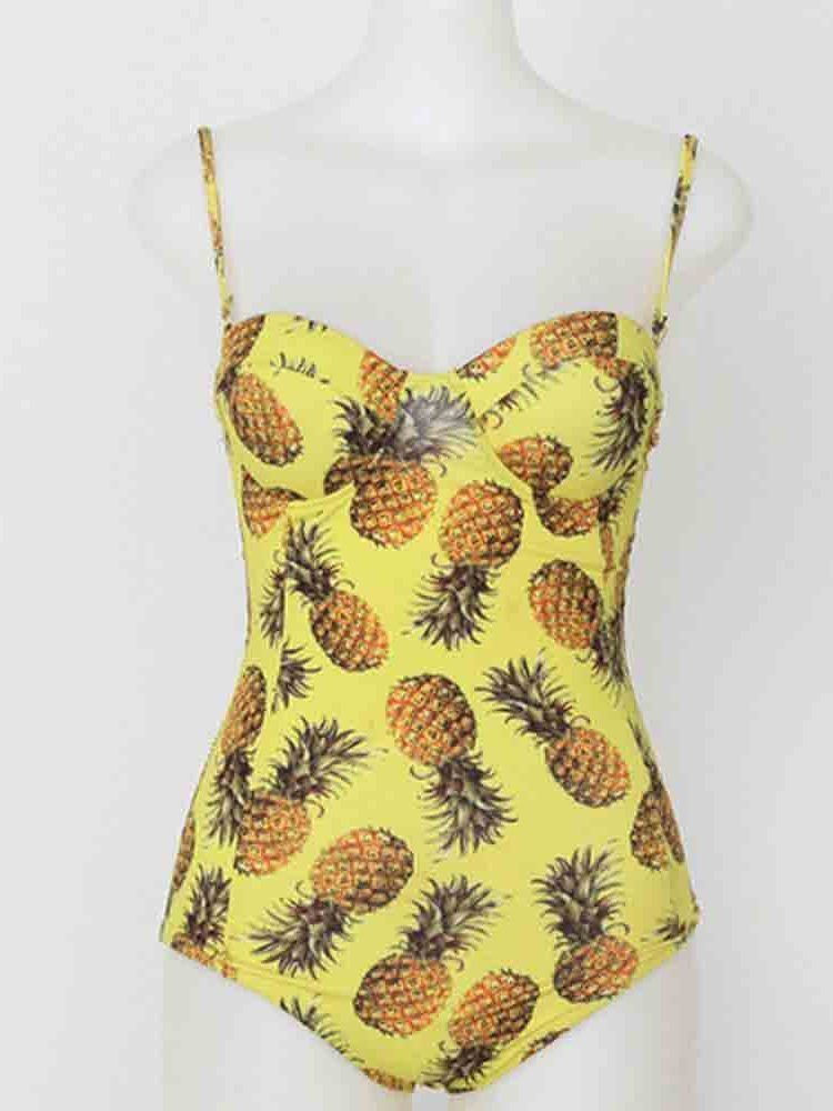 Kvinder Ananas Color Block Print Sexet Badetøj