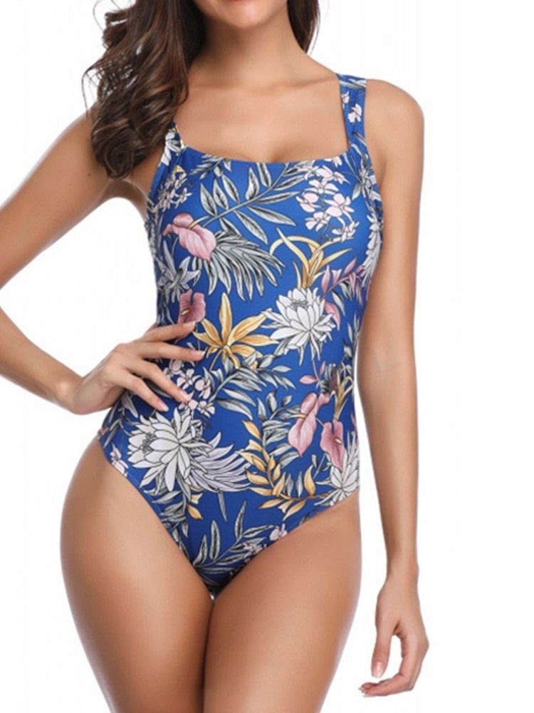 Kvinders One Piece Print Elastisk Skimpy Badetøj