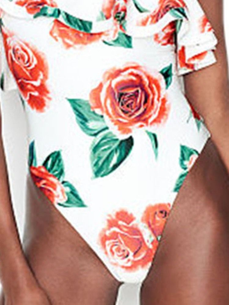 Kvinders One Shoulder Print Sexet Blomster Badetøj