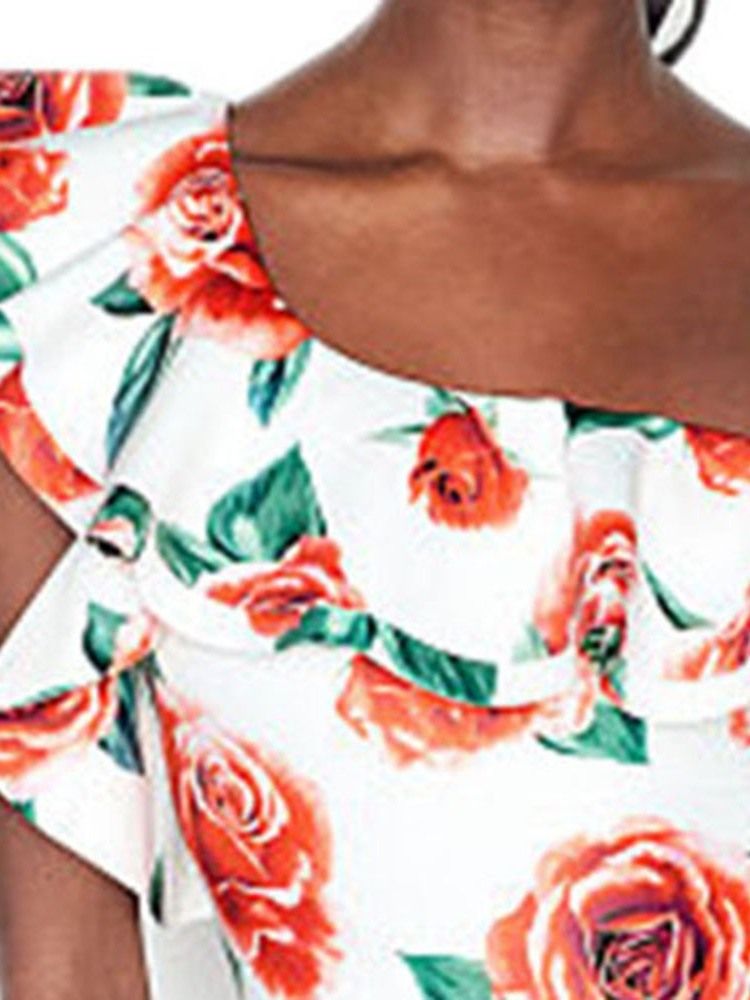 Kvinders One Shoulder Print Sexet Blomster Badetøj