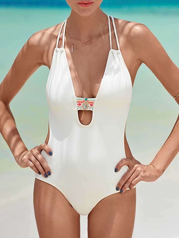 Sexy Plain One Piece Kvinders Badetøj Monokini