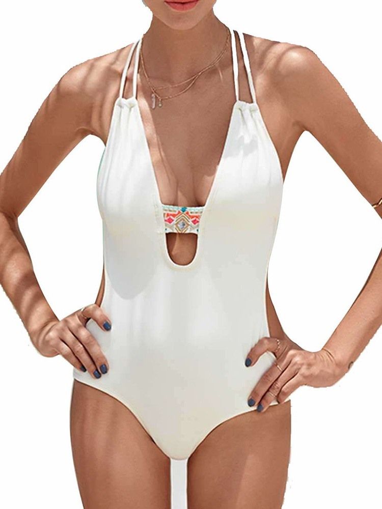 Sexy Plain One Piece Kvinders Badetøj Monokini