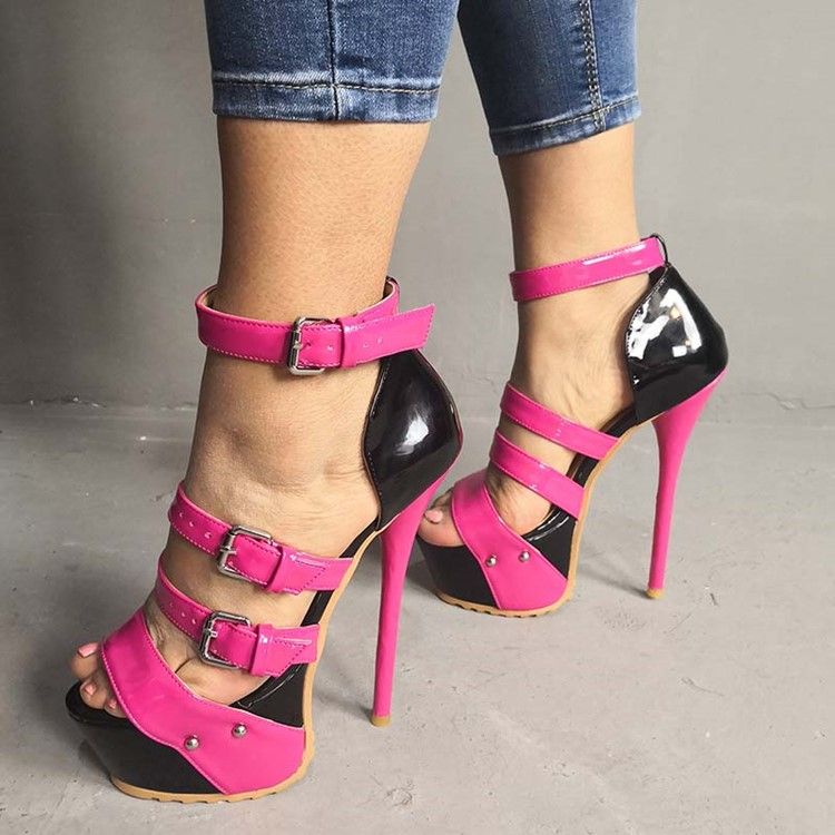 Faux Suede Stiletto Heel Heel Covering Color Block Women's Sandals