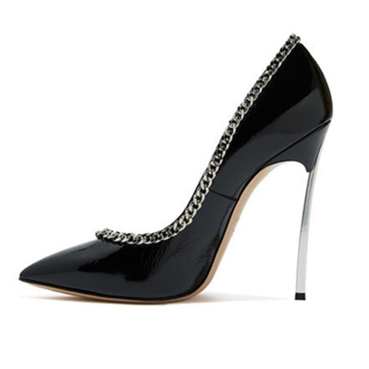 Plain Chain Spidse Toe Stiletto Heel Slip-on Pumps Til Kvinder