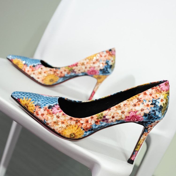 Print Spids Toe Stiletto Heel Kvinders Prom Sko