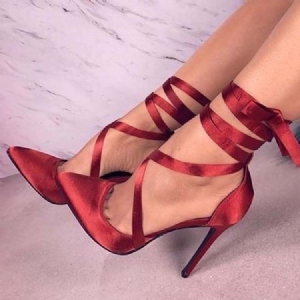 Stiletto Heel Pointed Toe Cross Strap Women's Prom Shoes