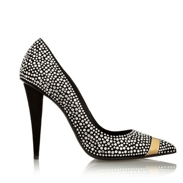 Stiletto Heel Spidse Toe Rhinestone Kvinders Prom Sko