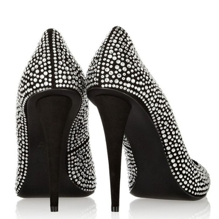 Stiletto Heel Spidse Toe Rhinestone Kvinders Prom Sko