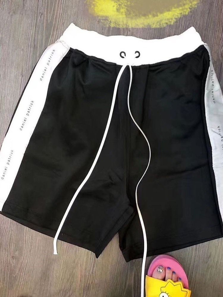 Color Block Straight Lace-up Casual Lace-up Men's Shorts