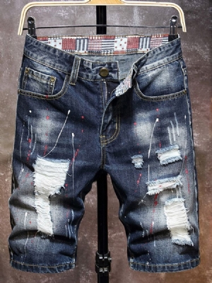 Color Block Straight Pocket Korean Mid Waist Men's Jeans