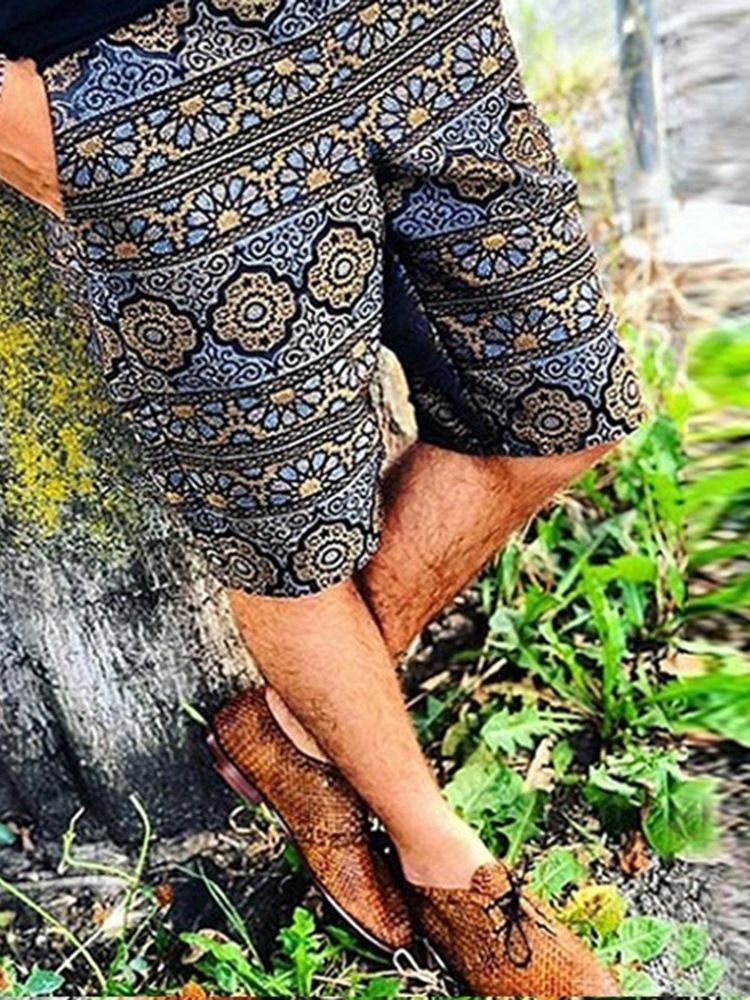 Floral Print Straight Men's Shorts Til Mænd