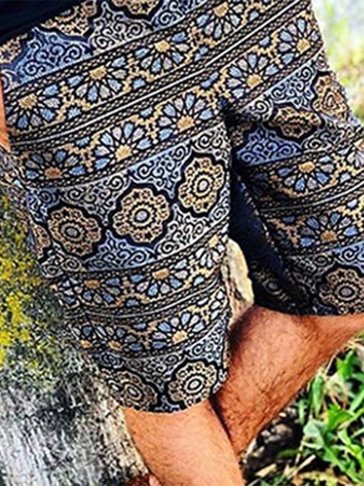 Floral Print Straight Men's Shorts Til Mænd