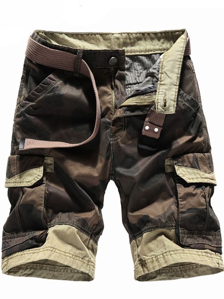 Herre Camouflage Straight Lomme Mid Talje Lynlås Shorts