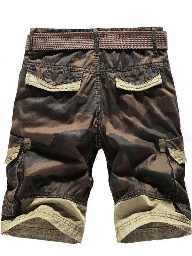 Herre Camouflage Straight Lomme Mid Talje Lynlås Shorts