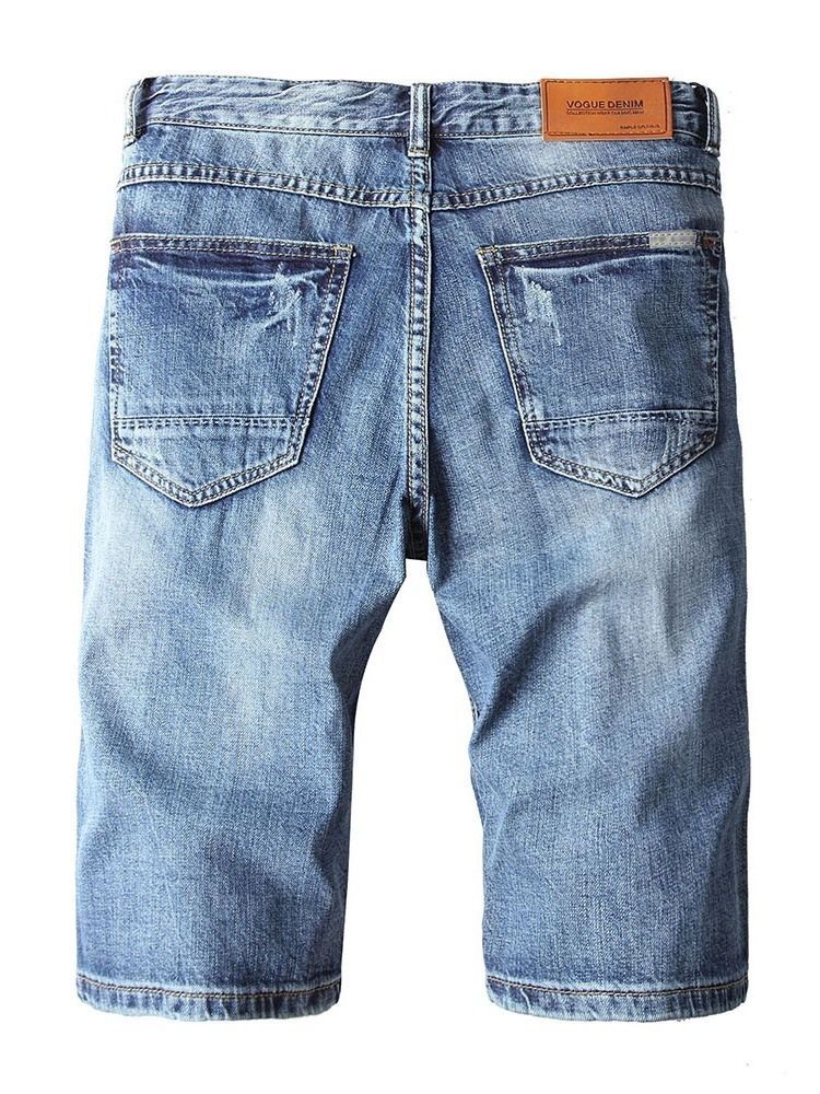 Knap Lige Lynlås Mænds Denim Shorts