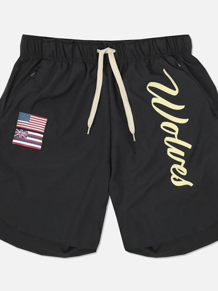 Lace-up Letter Slim Lace-up Shorts Til Mænd