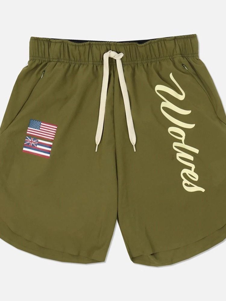 Lace-up Letter Slim Lace-up Shorts Til Mænd