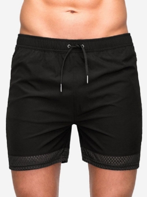 Lace-up Slim Plain Casual Mid Talje Herreshorts