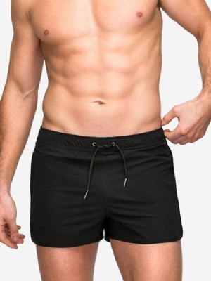 Lace-up Slim Plain Mid Waist Casual Men's Shorts