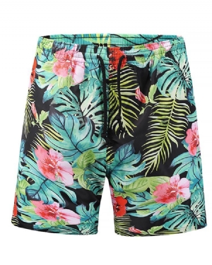 Loose Plant Mid Waist Mens Beach Shorts