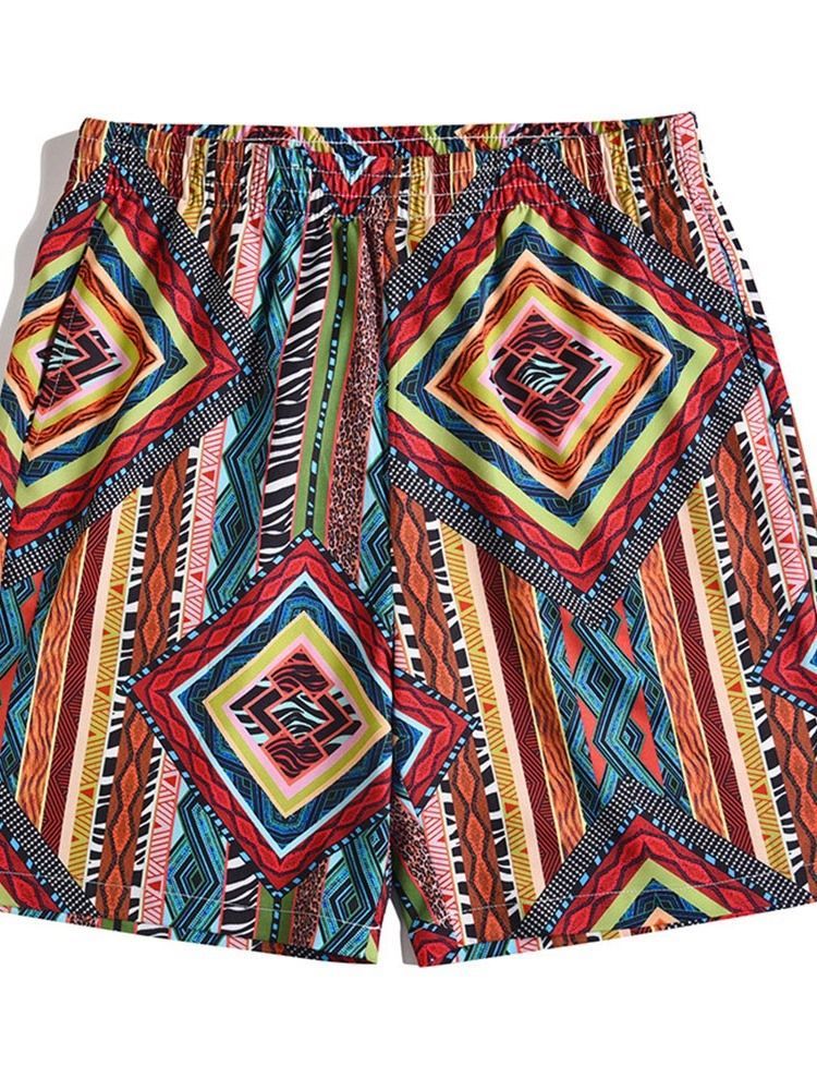 Loose Print Til Mænds Casual Elastiske Shorts