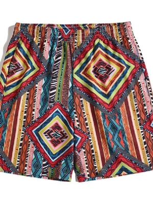 Loose Print Til Mænds Casual Elastiske Shorts