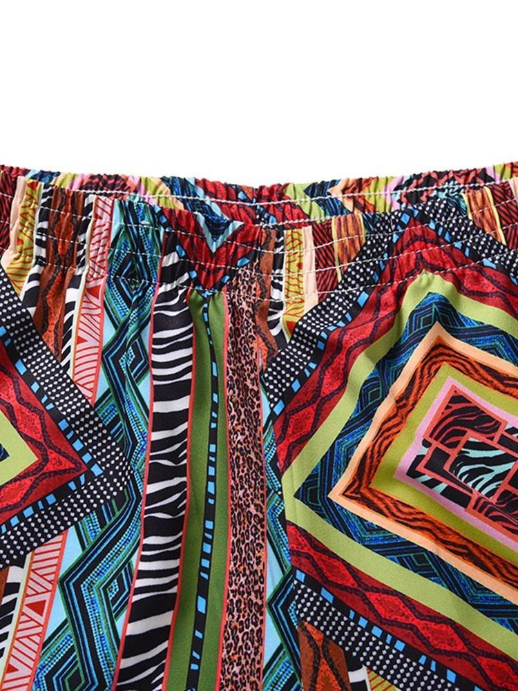 Loose Print Til Mænds Casual Elastiske Shorts