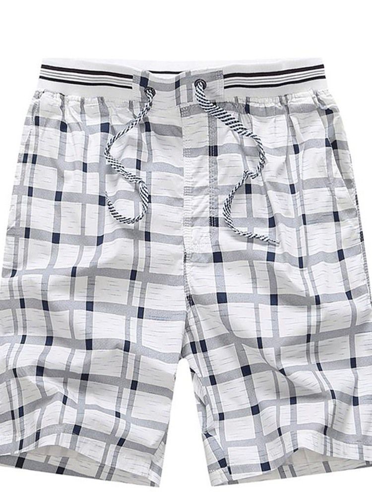 Plaid Straight Mid Waist Lace-up Shorts Til Mænd