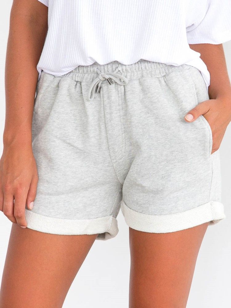 Plain Lace-up Women's Sports Shorts