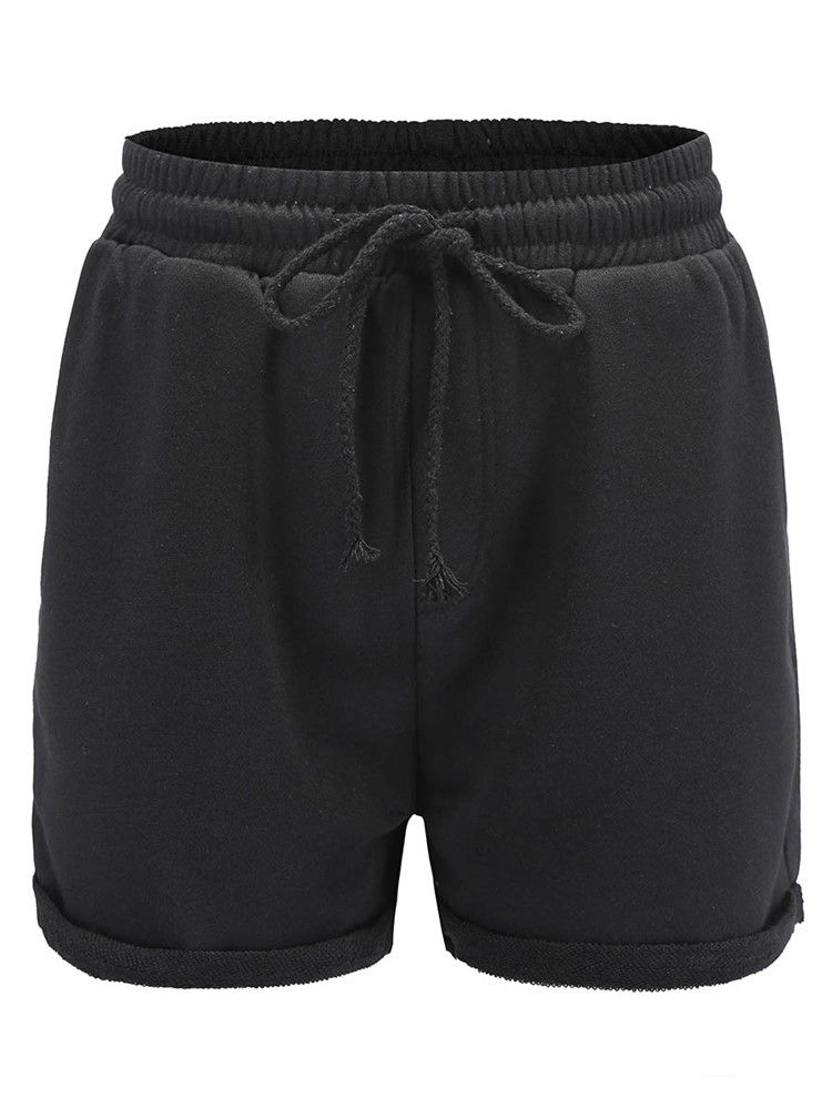 Plain Lace-up Women's Sports Shorts