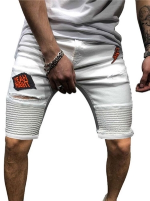 Plain Straight Hole Mid Waist Casual Men's Shorts