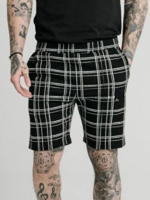 Pocket Plaid Straight Elastics Mænds Casual Shorts