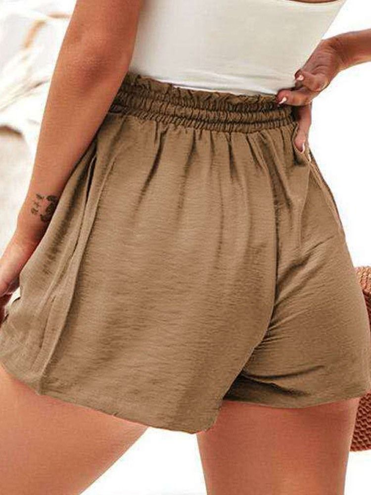 Pocket Plain Loose Lace-up Women's Shorts