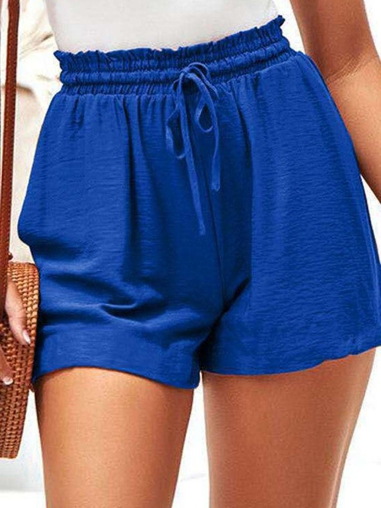 Pocket Plain Loose Lace-up Women's Shorts