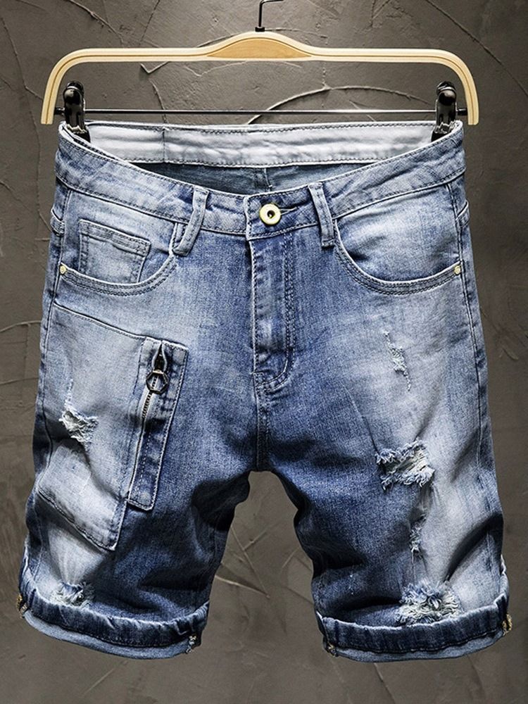 Pocket Thin Lynlås Mænds Denim Shorts