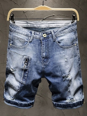 Pocket Thin Lynlås Mænds Denim Shorts