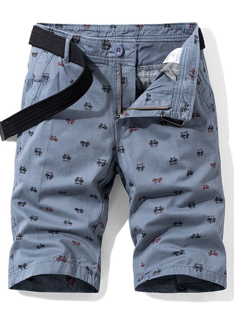 Print Herre Slim Cartoon Button Casual Shorts