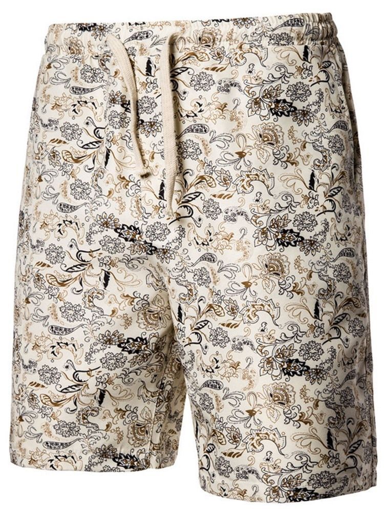 Print Straight Floral Lace-up Sports Shorts Til Mænd