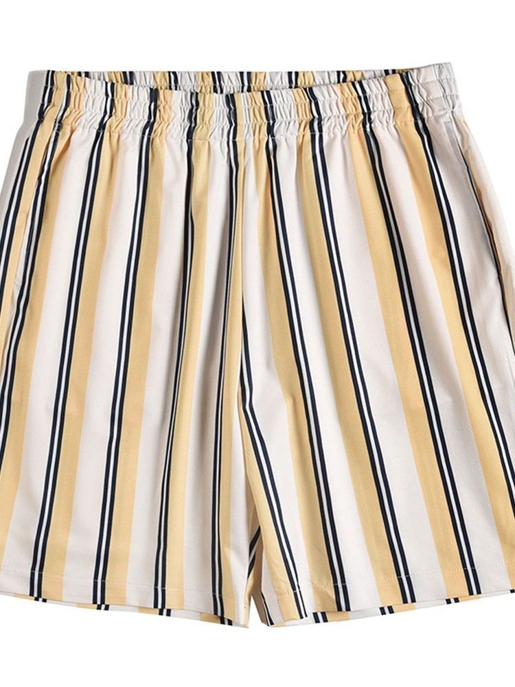 Print Stripe Loose Elastics Casual Herreshorts