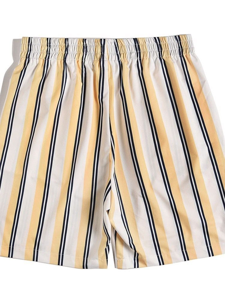 Print Stripe Loose Elastics Casual Herreshorts