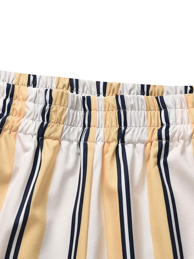 Print Stripe Loose Elastics Casual Herreshorts