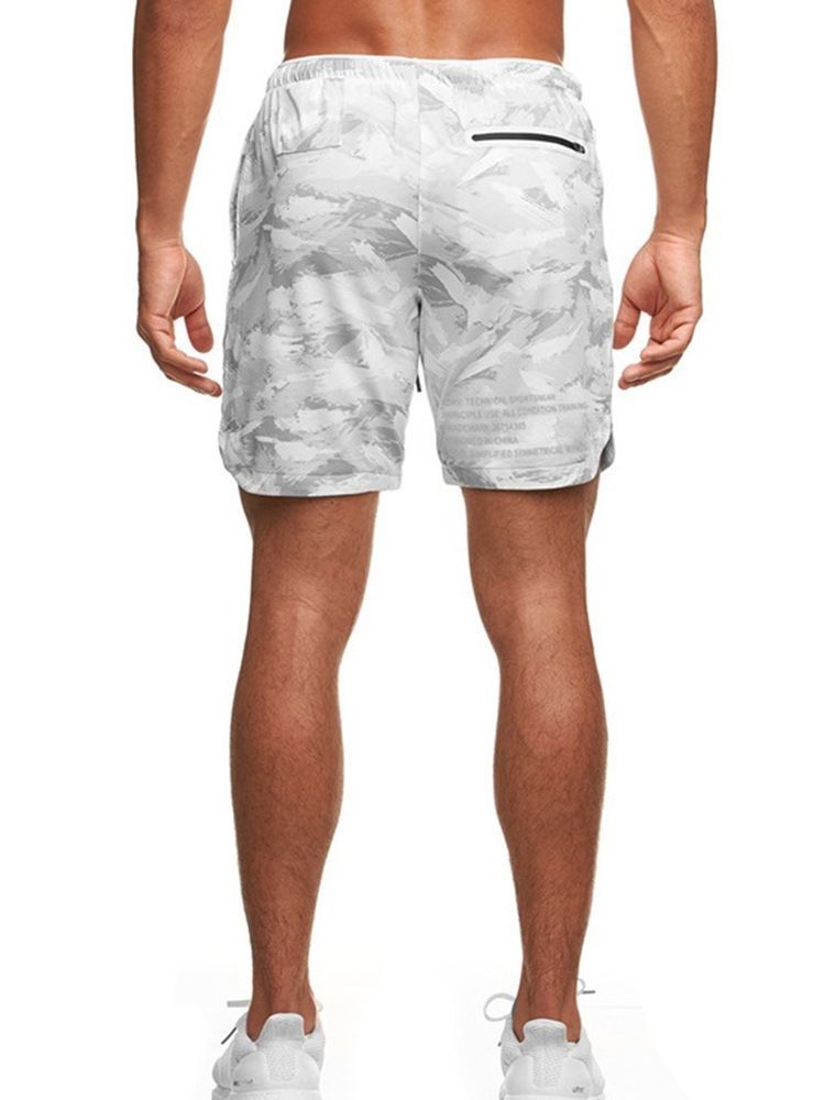 Slim Camouflage Print Casual Mid Waist Men's Shorts