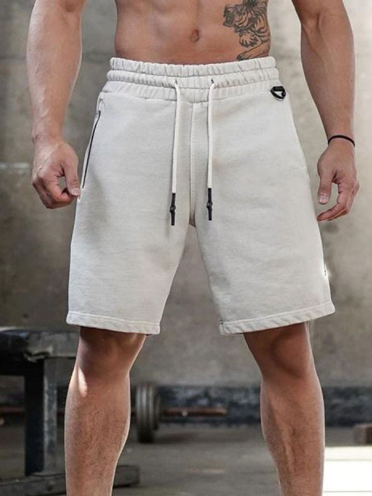 Straight Plain Lace-up Casual Shorts Til Mænd