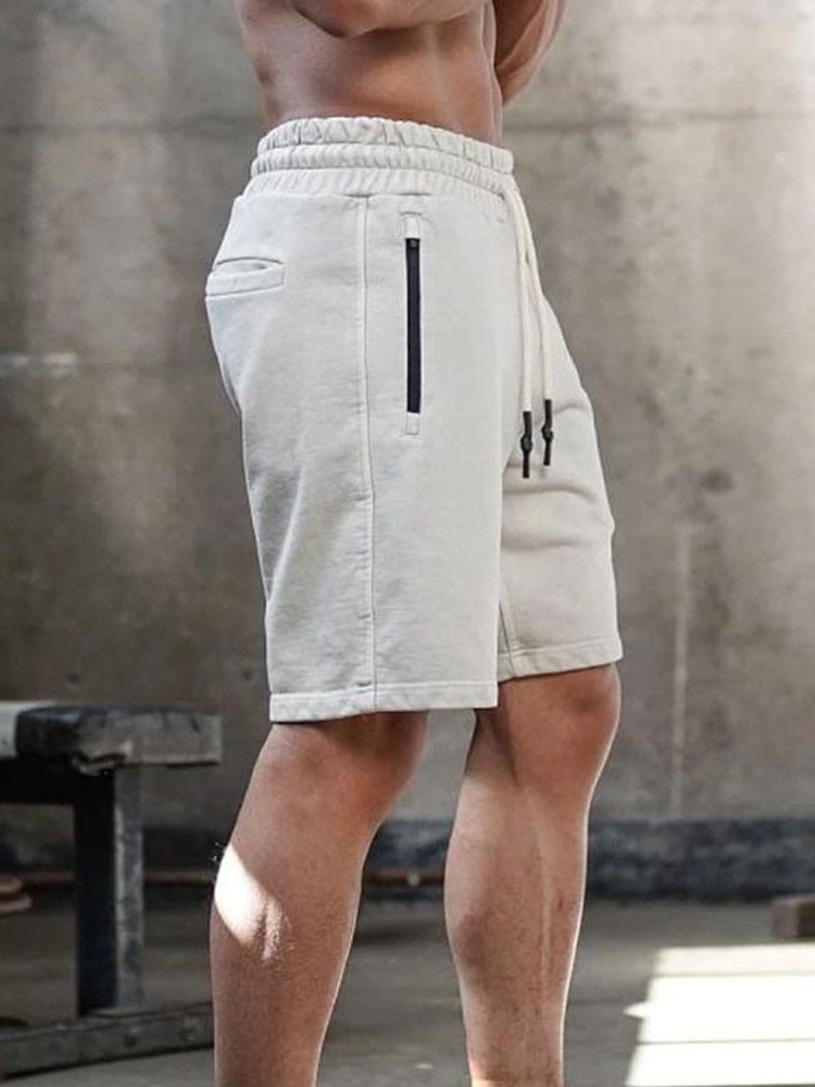 Straight Plain Lace-up Casual Shorts Til Mænd