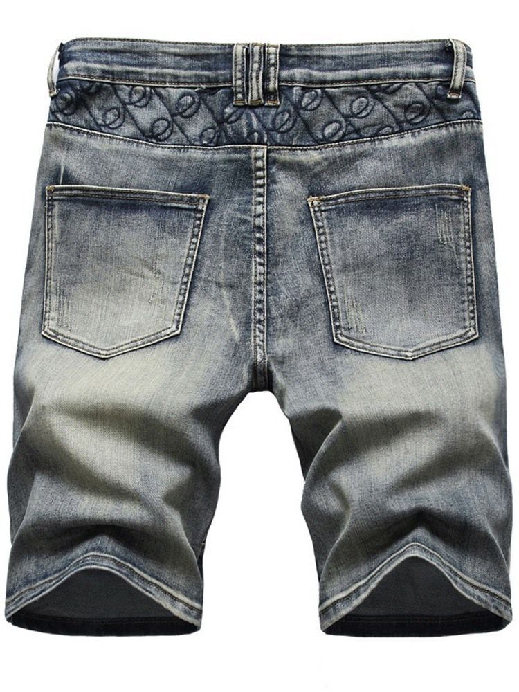 Straight Pocket Casual Lynlås Herre Denim Shorts